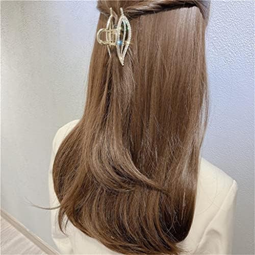 Скоба за коса WENLII Leaf Pearl Clutch с Метален Лист, Реколта Шнола за коса в задната част на главата, Аксесоари за
