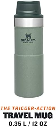 Пътна чаша Stanley Trigger Action 0,35 л / 12 унции Hammertone Green – Поддържа топлина в продължение на 5 часа - Термос