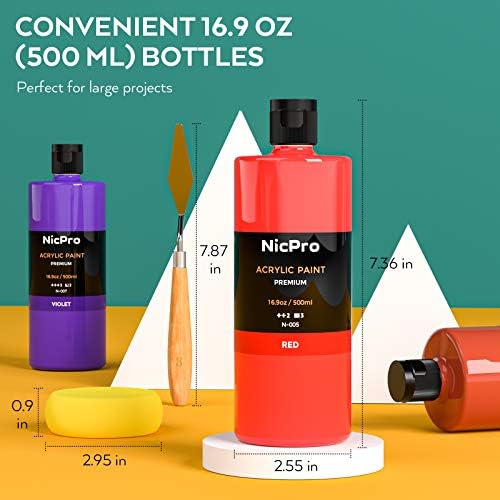 Nicpro 14 Цвята Голям Съраунд Комплект Акрилни Бои и 60 бр. Набор от Художествени Бои за Деца