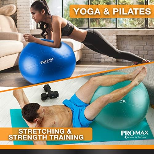 Тренировъчен топката SmarterLife PRO MAX за фитнес, йога, поддържане на баланс, стабилност и раждането, е отличен като