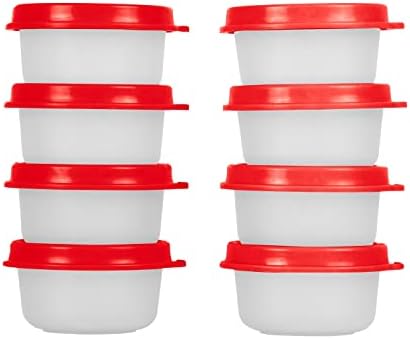 Чашки за подправки контейнер с капаци - 8 бр. по 1 унция. Контейнер за презареждане по пътя Малки контейнери за съхранение