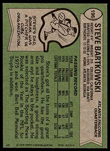 1978 Topps 196 Стив Бартковски Атланта Фэлконс (Футболна карта) в Ню Йорк Фэлконс Калифорния